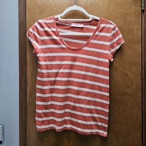 LOFT Petite Sunwashed T Orange & Cream Striped T-Shirt
